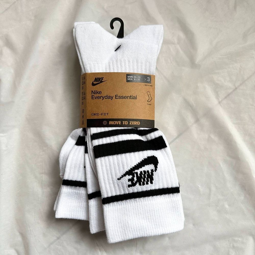 Nike Everyday Men's Size 8-12 L Cushion 3 Pairs Crew White Swoosh Retro Athletic